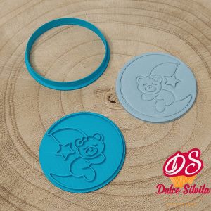 Cortador galleta Bebe con texturizador Oso en luna