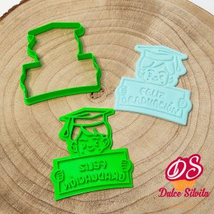 Cortador galleta Graduación niño con texturizador